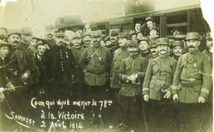 le 78e RI  à la gare de Limoges le 2 aout 1914