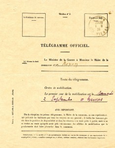 telegramme ordre mobilisatio 1914